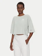Koszulki i topy damskie - Champion T-Shirt Icons Washed Look 118023 Zielony Loose Fit - miniaturka - grafika 1