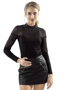 Eldar Melinda czarna Bluzka ze stójką XL - Bluzki damskie - miniaturka - grafika 1
