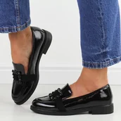 Półbuty damskie - Czarne skórzane lakierowane półbuty damskie Vinceza 58389 - miniaturka - grafika 1