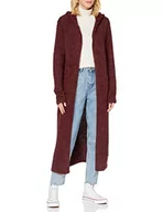 Swetry damskie - Urban Classics Damski kardigan z kapturem, z piórami, do kolan, w 5 kolorach, rozmiary XS-5XL, Cherry, M - miniaturka - grafika 1