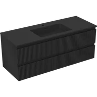 Szafki łazienkowe - Mexen Rivel szafka łazienkowa 120 cm z umywalką Otis, 2 szuflady, ryflowana , czarna mat - 91A20-12047-2-BFF71-W18M71 - miniaturka - grafika 1
