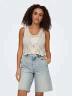 Kamizelki damskie - ONLY Kamizelka dzianinowa w kolorze kremowym - miniaturka - grafika 1