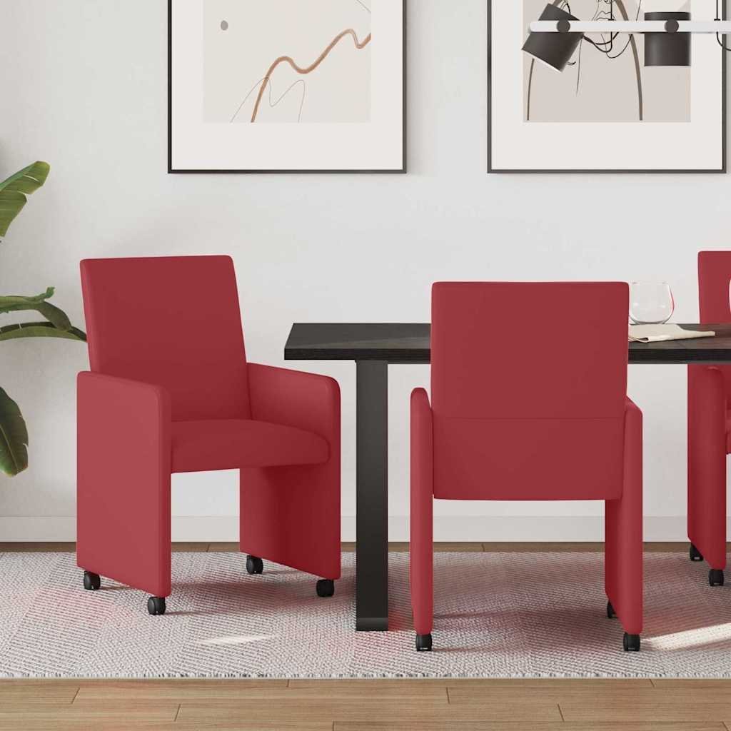 vidaXL vidaXL Krzesełka jadalne na kółkach z kółkami 2 pcs czerwone wino