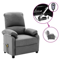 Fotele - vidaXL Lumarko Elektryczny, rozkładany fotel masujący, jasnoszary, tkanina 3073852 - miniaturka - grafika 1