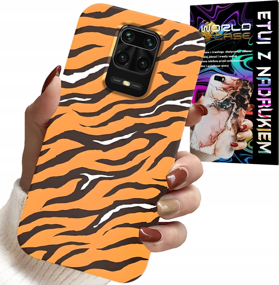 ETUI DO XIAOMI NOTE 9 PRO / 9S - PLECKI W TYGRYSIE PASKI POKROWIEC +SZKŁO