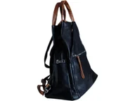 Plecaki worki - Plecak Damski, Modny Worek Na Ramię, Skóra Ekologiczna 6 Kieszeni, Czarny - miniaturka - grafika 1