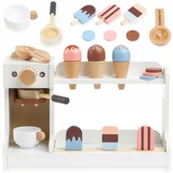 Zabawki interaktywne dla dzieci - Drewniana Lodziarnia z Ekspresem do Kawy Kawiarnia - miniaturka - grafika 1