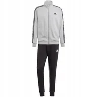 Dresy męskie - Dres męski adidas Basic 3-Stripes Fleece szaro-czarny IA3073 XL - miniaturka - grafika 1