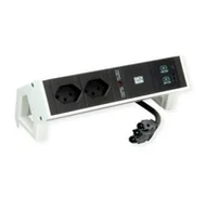 Listwy zasilające - BACHMANN DESK2 2xCH 1xUSB A/C 22W, 0,2m GST18 RAL9010 Szwajcaria - miniaturka - grafika 1