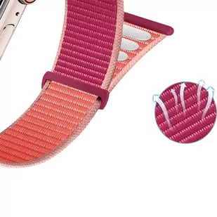 Pasek Alogy Nylon Strap z rzepem do Apple Watch 1/2/3/4/5/6/7/8/SE 38/40/41mm Różowy - Akcesoria do smartwatchy - miniaturka - grafika 2
