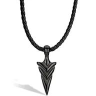 Naszyjniki - SERASAR, Naszyjnik ze Skóry Premium dla Mężczyzn "Arrow", Czarny, 60cm - miniaturka - grafika 1