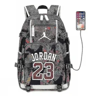 Plecaki - NBA Peripheral Series Star Logo Wielofunkcyjny plecak USB Luminous Fluorescent Backpack-i Czerwony Jordan - miniaturka - grafika 1