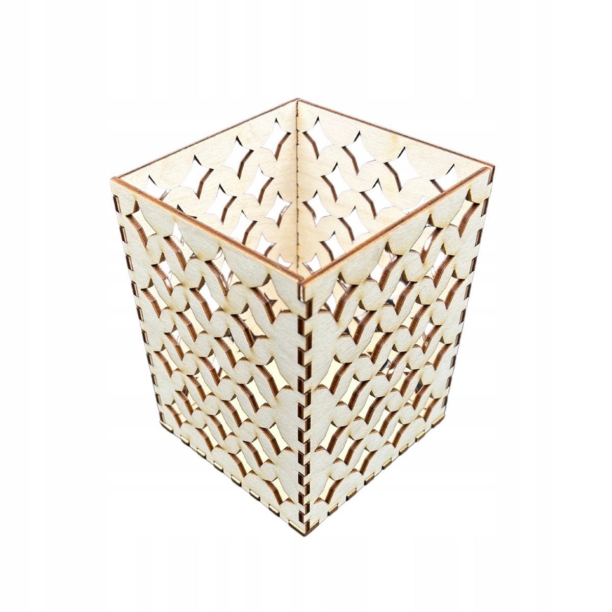 Lampion drewniany latarenka ze sklejki decoupage ozdoba świecznik 14cm