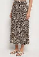 Spódnice - Brązowa Wiskozowa Spódnica o Rozkloszowanym Kroju z Kieszeniami Kosaretia - miniaturka - grafika 1