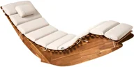 Leżaki ogrodowe - Beliani Leżak ogrodowy z poduszką BRESCIA PREMIUM Drewno akacjowe Jasnobeżowy - miniaturka - grafika 1