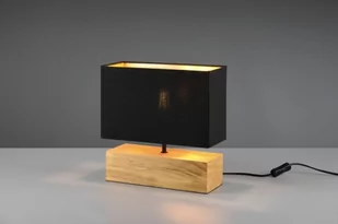 Trio Leuchten Wiejska lampa stołowa z drewna z czarnym kloszem - Valesca - Lampy stojące - miniaturka - grafika 1