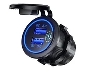 Ładowarki samochodowe - Ładowarka Do Zabudowy 2X Usb Qc3.0 Z Włącznikiem Dotykowym I Podświetleniem - miniaturka - grafika 1