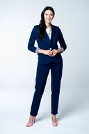 Spodnie sportowe damskie - Spodnie damskie Deep Blue proste granatowe z dresówki - miniaturka - grafika 1