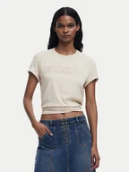 Koszulki i topy damskie - Desigual T-Shirt Brandy 25SWTK17 Écru Regular Fit - miniaturka - grafika 1