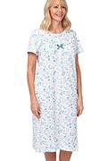 Piżamy damskie - Marlon Damska koszula nocna Lynette zapinana na guziki z bawełny Jersey, NIEBIESKI, 38-40 - miniaturka - grafika 1