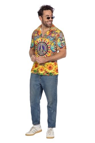 WILBERS & WILBERS 5959 - Koszula Hawaii z motywem słonecznika, krótki rękaw, top, strój festiwalowy, koszula plażowa