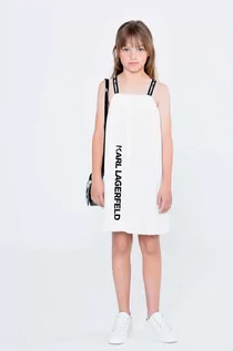Sukienki i spódniczki dla dziewczynek - Karl Lagerfeld sukienka dziecięca kolor biały mini oversize - grafika 1