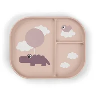 Miseczki i talerzyki dla dzieci - Done by Deer - Talerzyk antypoślizgowy z przegródkami Foodie, Happy Clouds Powder - miniaturka - grafika 1