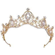 Ozdoby do włosów - DIADEM OZDOBA do włosów KORONA ŚLUBNA ZŁOTA Ślub Panieński - miniaturka - grafika 1