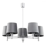 Lampy sufitowe - Srebrny żyrandol Bolzano z szarymi, welurowymi abażurami - miniaturka - grafika 1