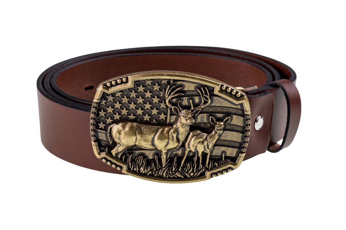 Pasek skórzany BÓR HUNTER ELEGANCE - America I Gold -85