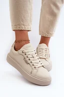 Sneakersy damskie - Sneakersy Damskie Big Star NN274334 Memory Foam System Beżowe-38 - miniaturka - grafika 1