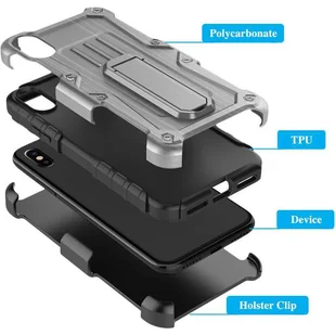 Zizo Heavy Duty Armor Case Pancerne etui iPhone X z podstawką + uchwyt do paska (Gray/Black) - Etui i futerały do telefonów - miniaturka - grafika 5