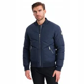 Kurtki męskie - Kurtka męska bomberka pikowana metalowe zamkami granat V2 OM-JALP-0143 XL - miniaturka - grafika 1