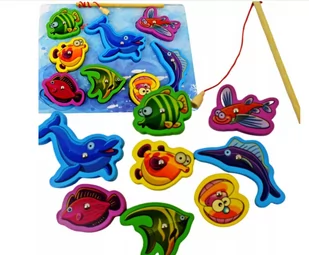 Gra Łowienie Rybek Magnes Wędka Puzzle Drewniane - Układanki dla dzieci - miniaturka - grafika 1