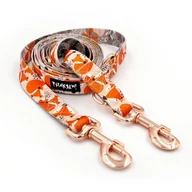 Smycze dla psów - Długa Smycz Dla Psa Przepinana Regulowana Foxy Lady taśma 2,5 cm, karabińczyk różowe złoto-220 cm - miniaturka - grafika 1