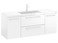 Szafki łazienkowe - Szafka Wisząca Z Umywalką RON 120 cm D - Biały Mat - Uchwyty Białe Matowe - miniaturka - grafika 1
