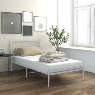 Rama łóżka, biała, metalowa, 100 x 200 cm kod: V-325013 - Vida - Łóżka - miniaturka - grafika 1