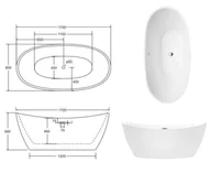 Wanny - Besco Ayla Glam Wanna wolnostojąca 170x80 cm biały połysk/złoty + maskownica syfonu z przelewem czarna WA-170-AYZC - miniaturka - grafika 1