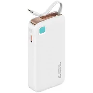 Powerbanki - Powerbank 10000mAh 20W zwijany kabel USB-C fast charge Biały - miniaturka - grafika 1