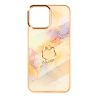 Etui i futerały do telefonów - Etui z dwóch materiałów do iPhone'a 13 Pro z pierścieniem podtrzymującym w kolorze różowego złota i marmuru - miniaturka - grafika 1