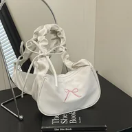 Torebki damskie - TEMU Damska Torba Crossbody z Regulowanym Wstążką i Nadrukiem - Codzienna Nylonowa Torba na Ramię w Stylu Koreańskim, Zapinana na Zamek i z Pasującą - miniaturka - grafika 1