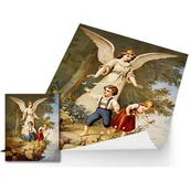 Ikony i obrazy sakralne - Anioł Stróż z dziećmi plakat religijny - miniaturka - grafika 1