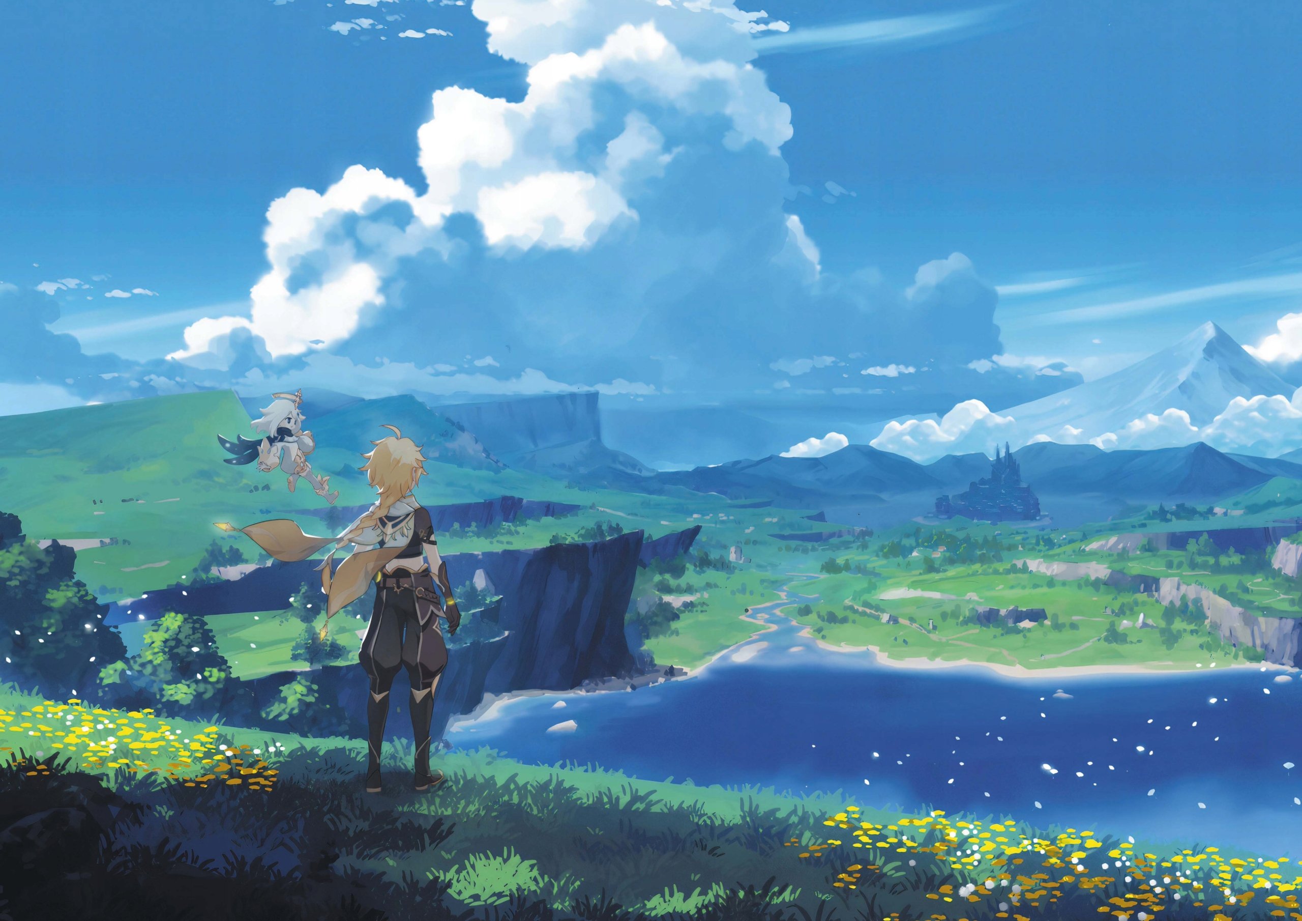 Plakat A3 Genshin Impact Anime Gra Traveler Aether
