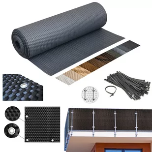 Osłona Balkonowa Oczkowana Mata technorattan na wymiar - Markizy - miniaturka - grafika 1