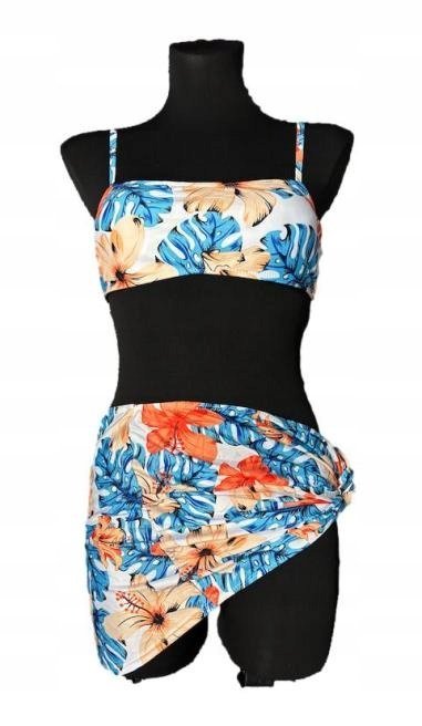 STRÓJ KĄPIELOWY BIKINI JUNGLE SPÓDNICZKA TOP 3w1 L