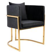 Fotele i krzesła biurowe - King Home Fotel CHLOE VELVET czarny welur chrom podstawa złota MSE011000303.V41 - miniaturka - grafika 1