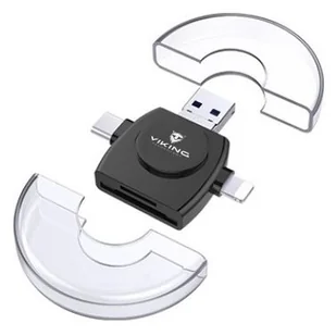 Czytnik kart pamięci Viking SD, Micro SD 4v1, OTG, s koncovkou Lightning/Micro USB/USB 3.0/USB-C - Czytniki kart pamięci - miniaturka - grafika 1