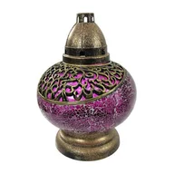 Lampiony i znicze - Znicz witraż Kulka 26 cm fioletowy Ilumini - miniaturka - grafika 1