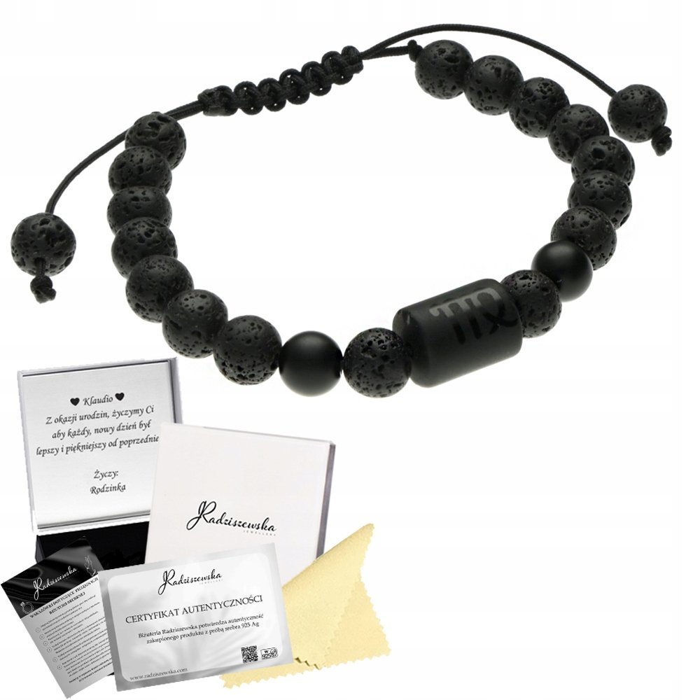 Bransoletka Męska ze Znakiem Zodiaku z Kamieni Naturalnych Dzień Chłopaka