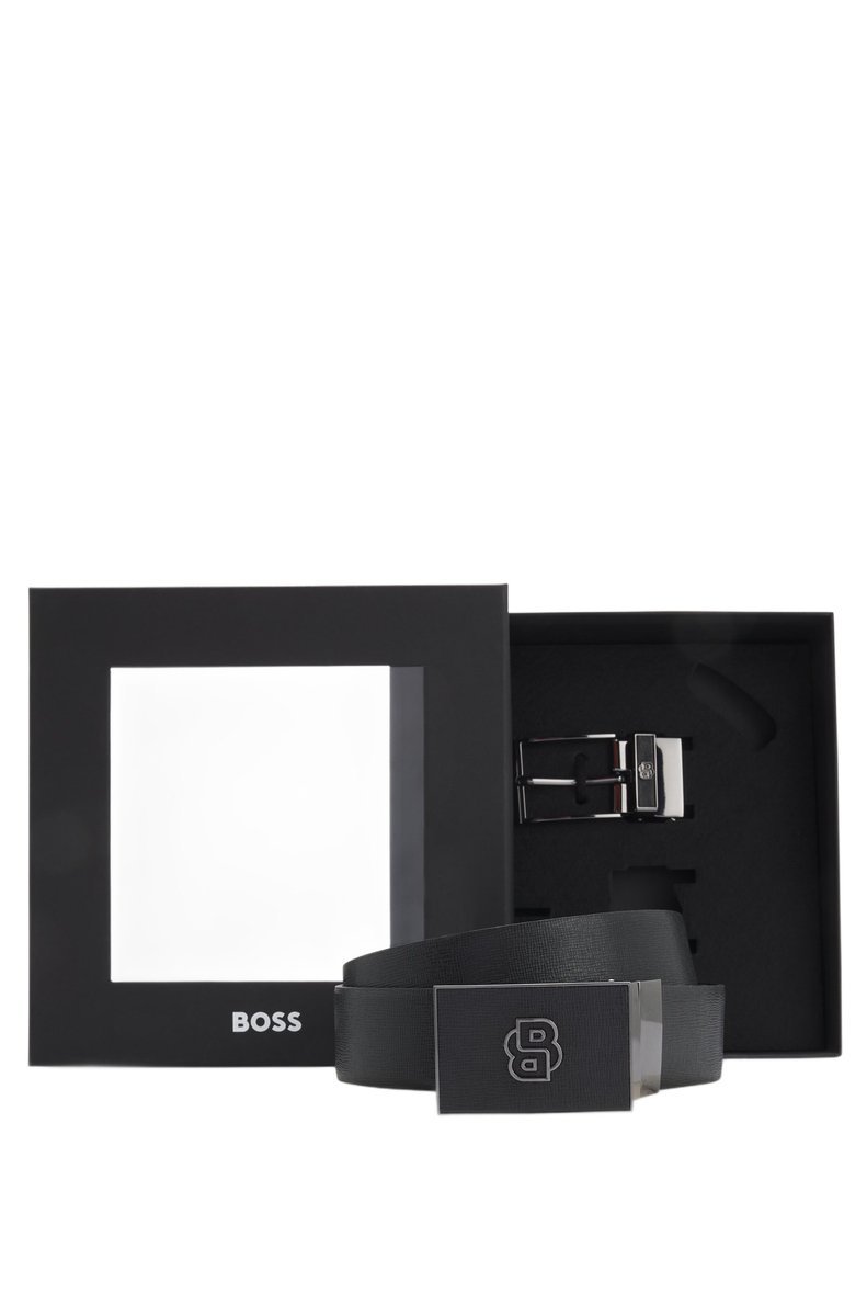 Pasek skórzany męski HUGO BOSS dwustronny przepinana klasyczna klamra na bolec rozmiar uniwersalny
